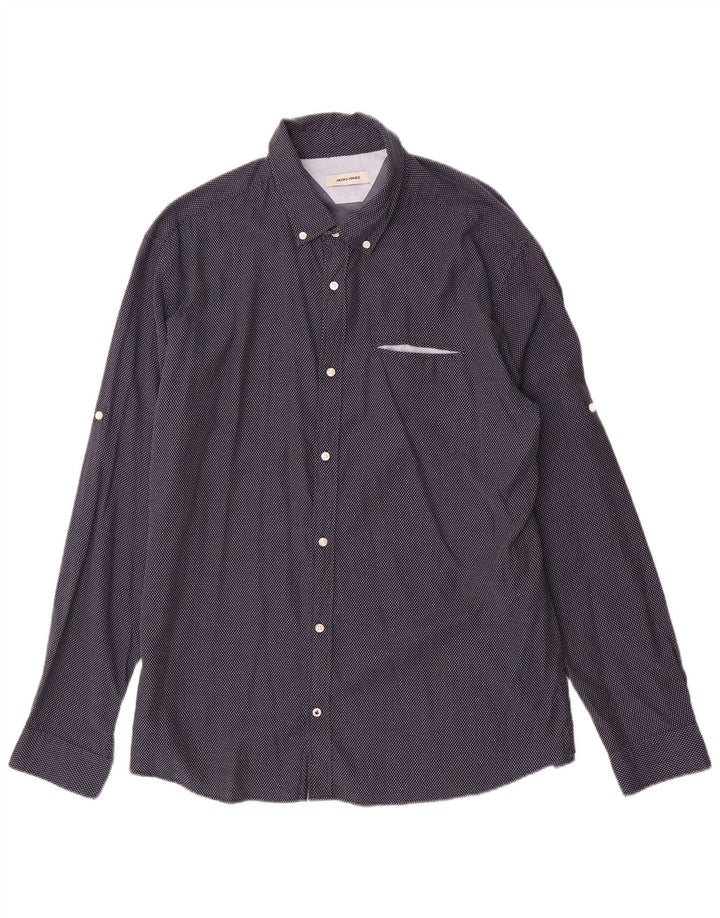 Camicia da uomo Jack & Jones 2XL cotone geometrico blu navy