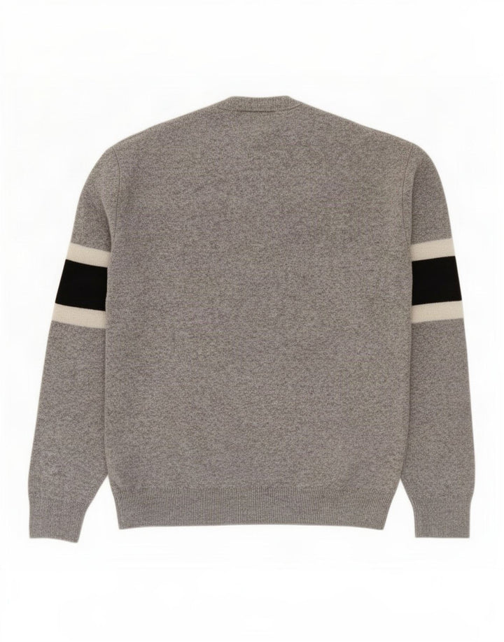 Maglione maglione girocollo da uomo Lacoste taglia 3 piccolo grigio in lana color block