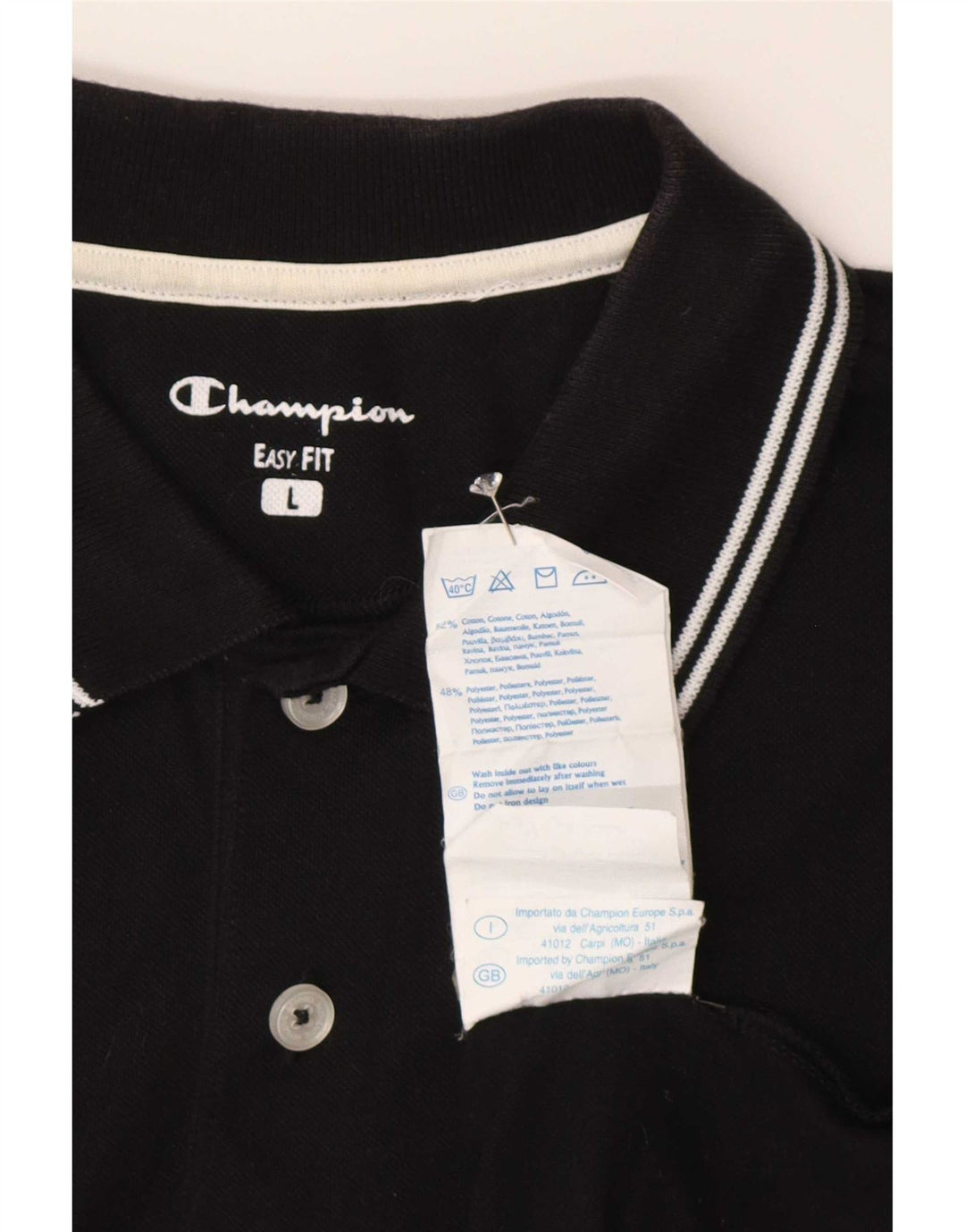 Polo Champion da uomo Easy Fit, taglia grande, in cotone nero
