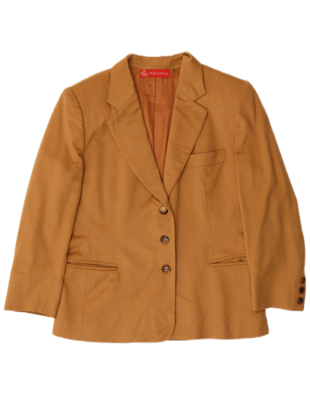 PIACENZA Giacca blazer a 3 bottoni da donna UK 16 grande marrone