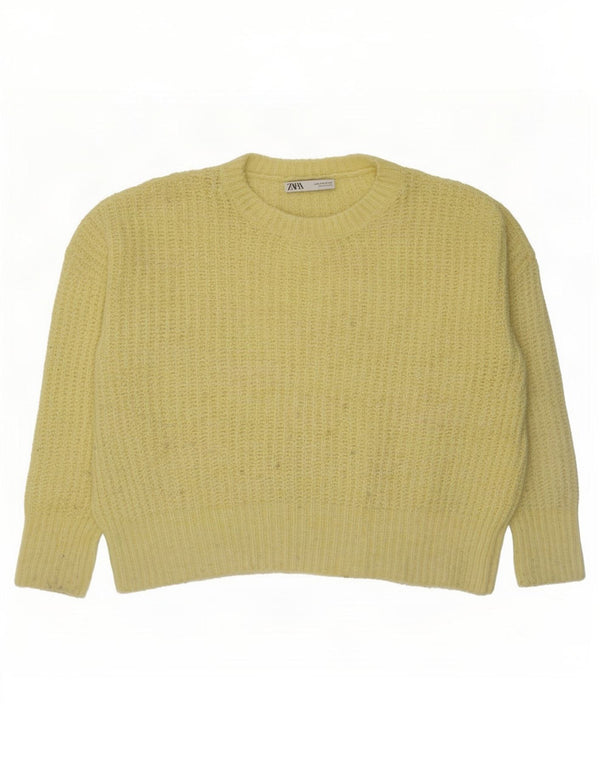 Maglione maglione girocollo oversize da donna Zara UK 14 giallo medio