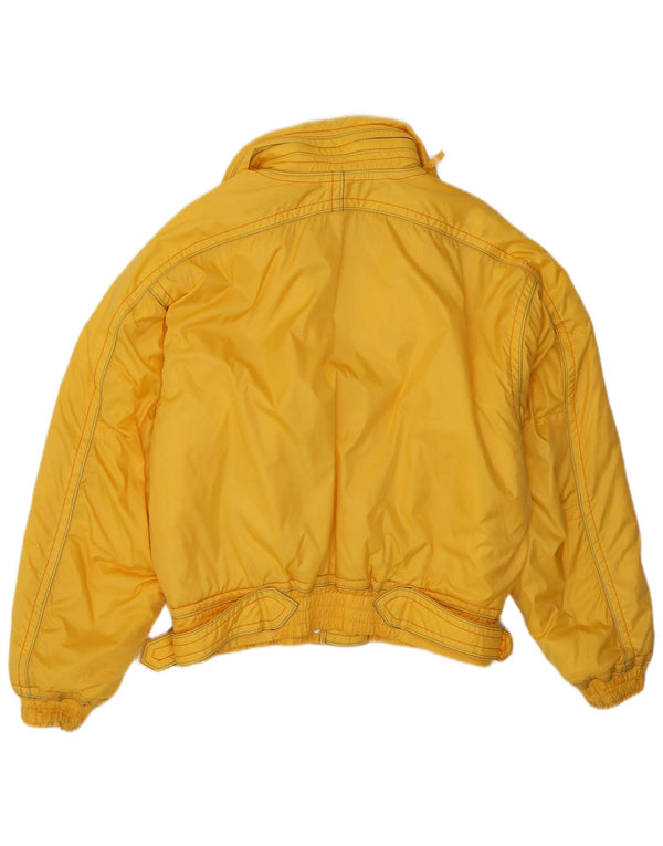 Ellesse Womens Hooded Oversized Ski Jacket UK 12 Medium Yellow Polyamide