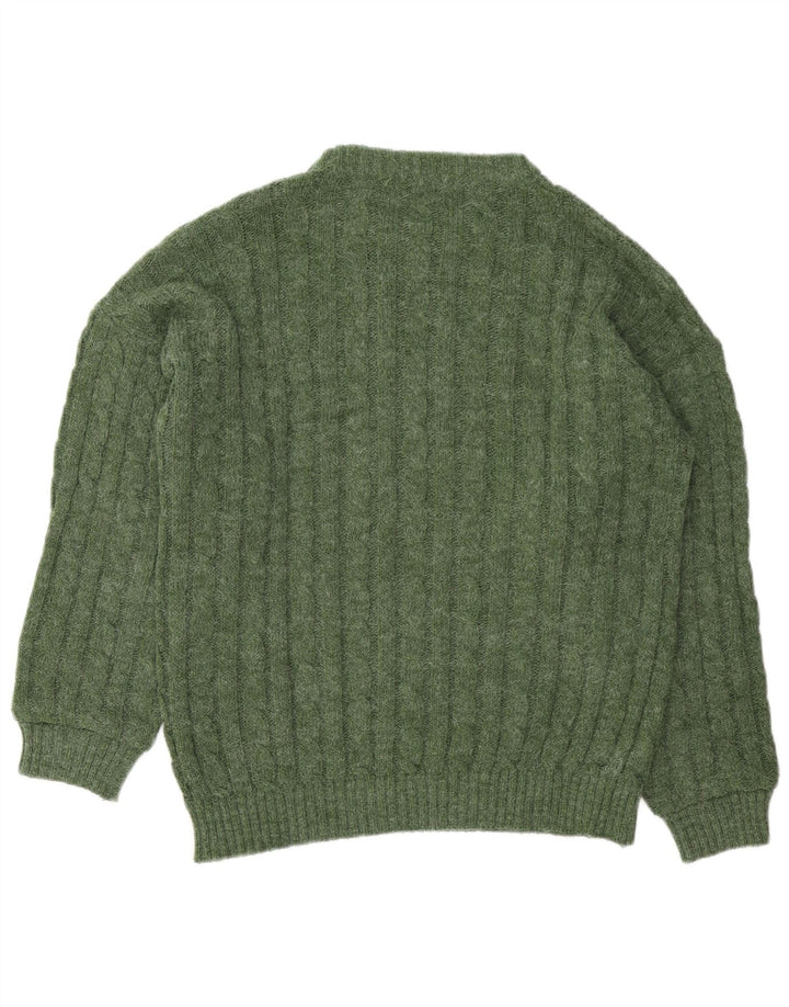 Maglione vintage da uomo girocollo piccolo in lana verde