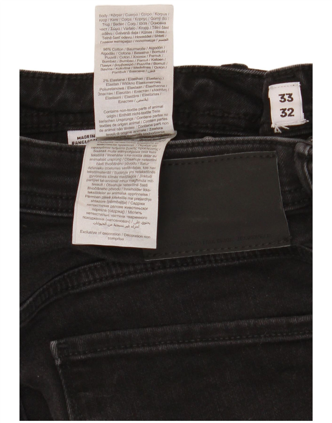 Jack & Jones Uomo GLENN Slim Jeans W33 L32 Cotone Nero