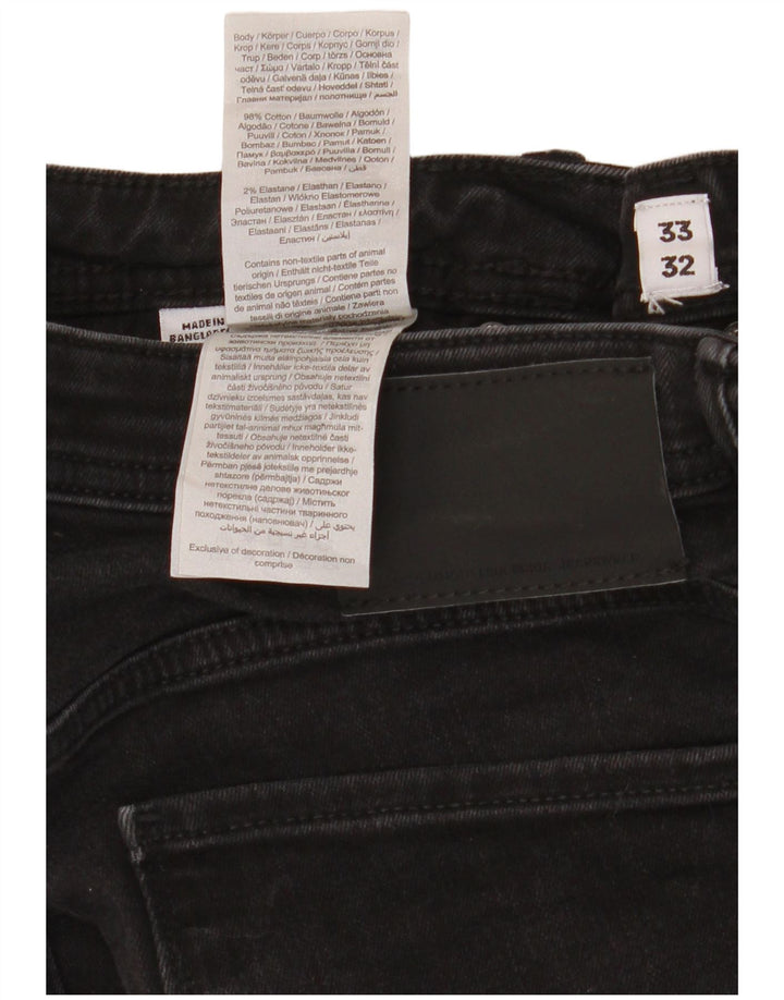 Jack & Jones Uomo GLENN Slim Jeans W33 L32 Cotone Nero