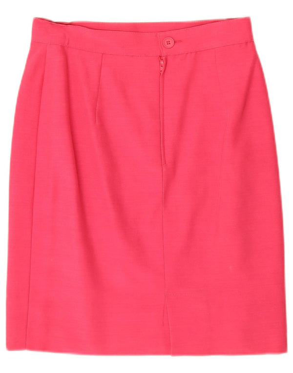 Gonna dritta da donna vintage UK 12 media W28 rosa