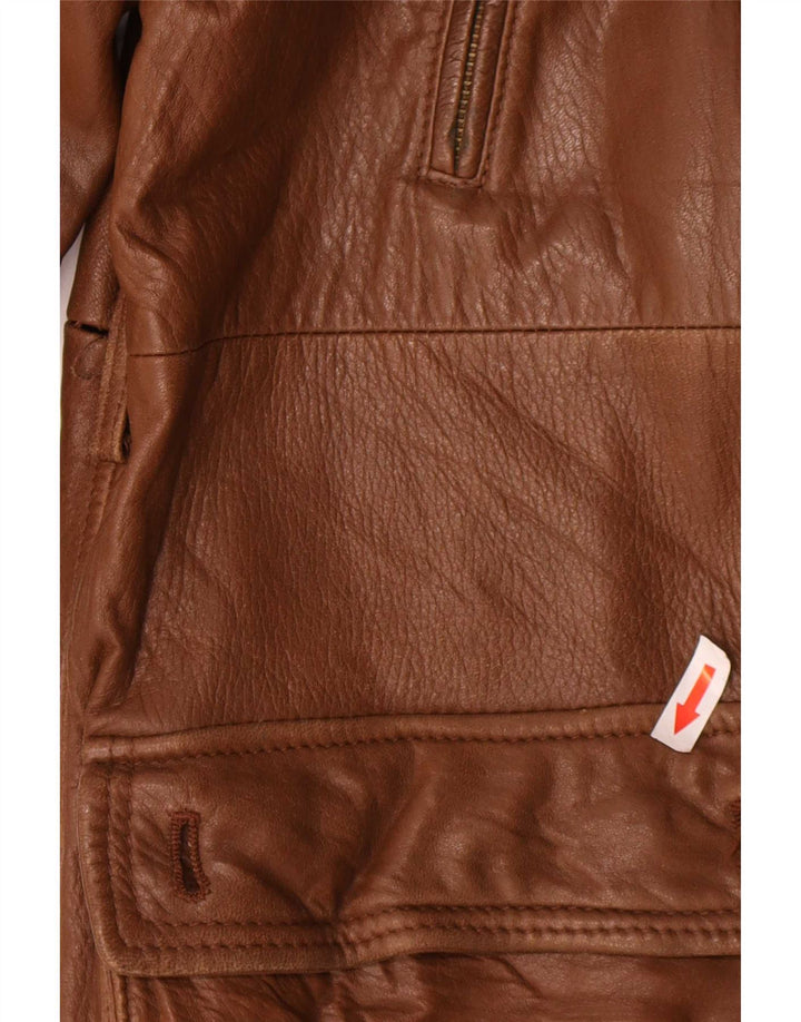 Cappotto in pelle vintage da donna IT 50 XL Marrone