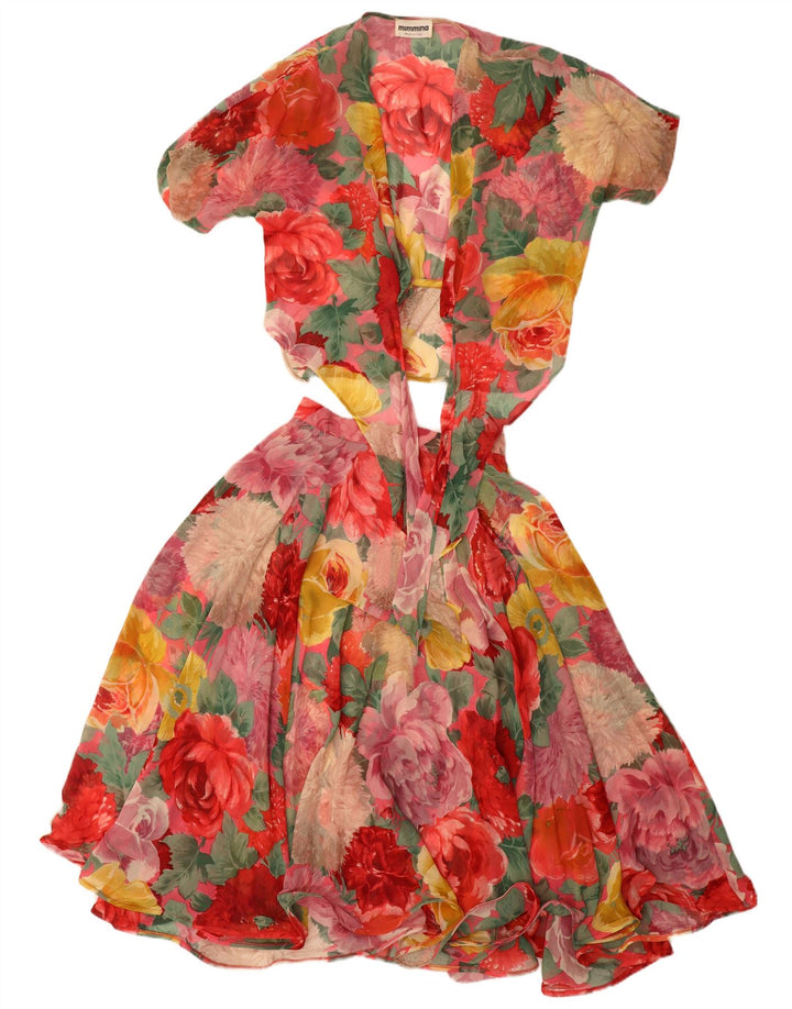 Set gonna vintage da donna in 2 pezzi IT 42 medio W26 floreale multicolore