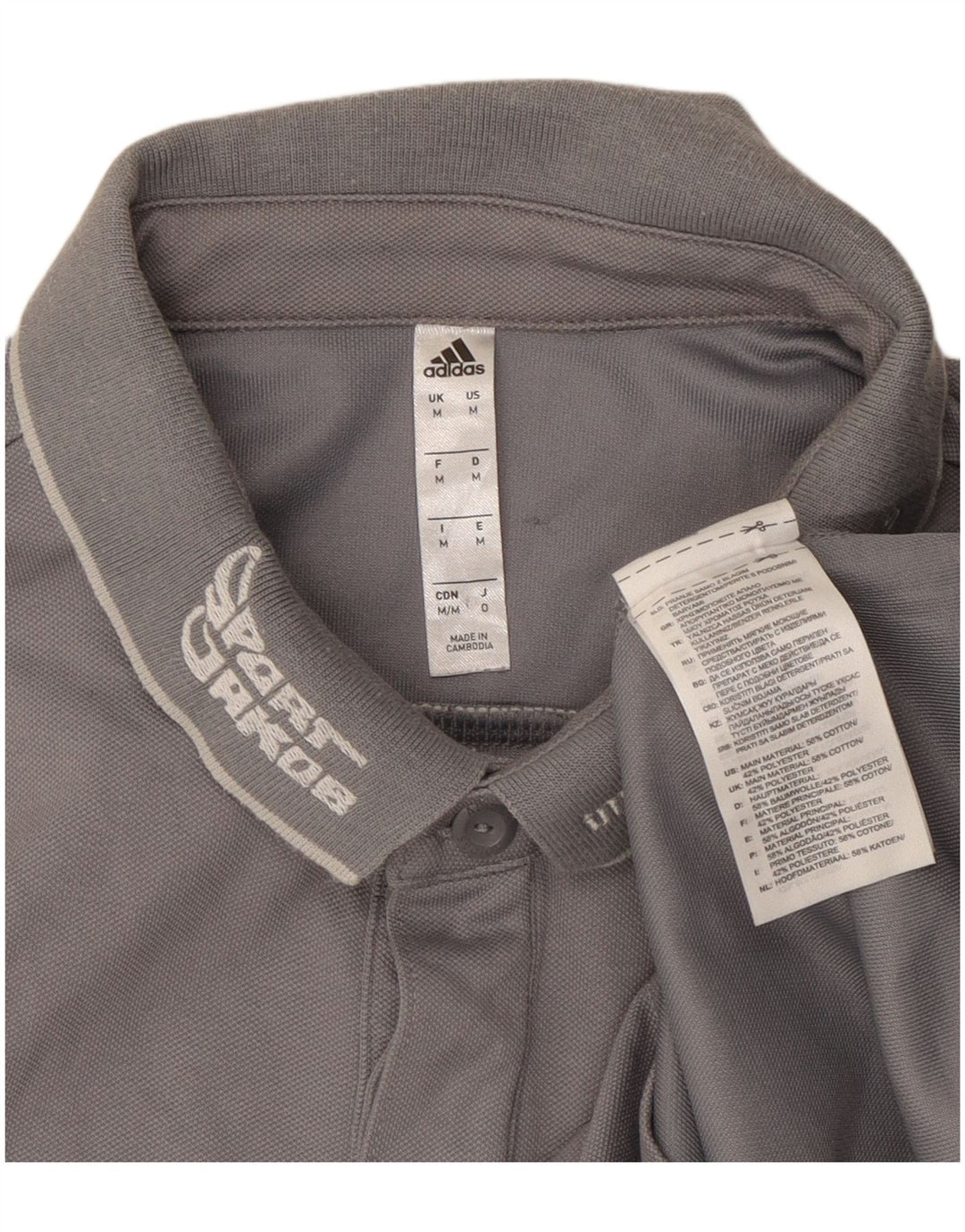 Polo grafica Adidas Climalite da uomo in cotone grigio medio