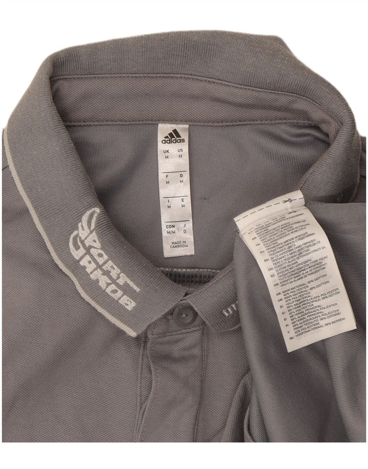 Polo grafica Adidas Climalite da uomo in cotone grigio medio