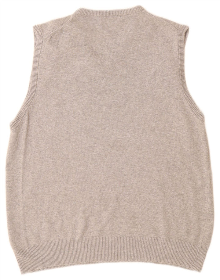 Canotta da uomo Marks & Spencer blu Harbour Vest in cotone chiazzato grigio medio