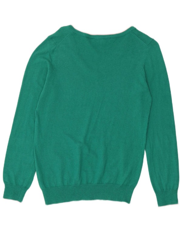 Crew Clothing Maglione da donna con scollo a V UK 10 Piccolo cotone verde