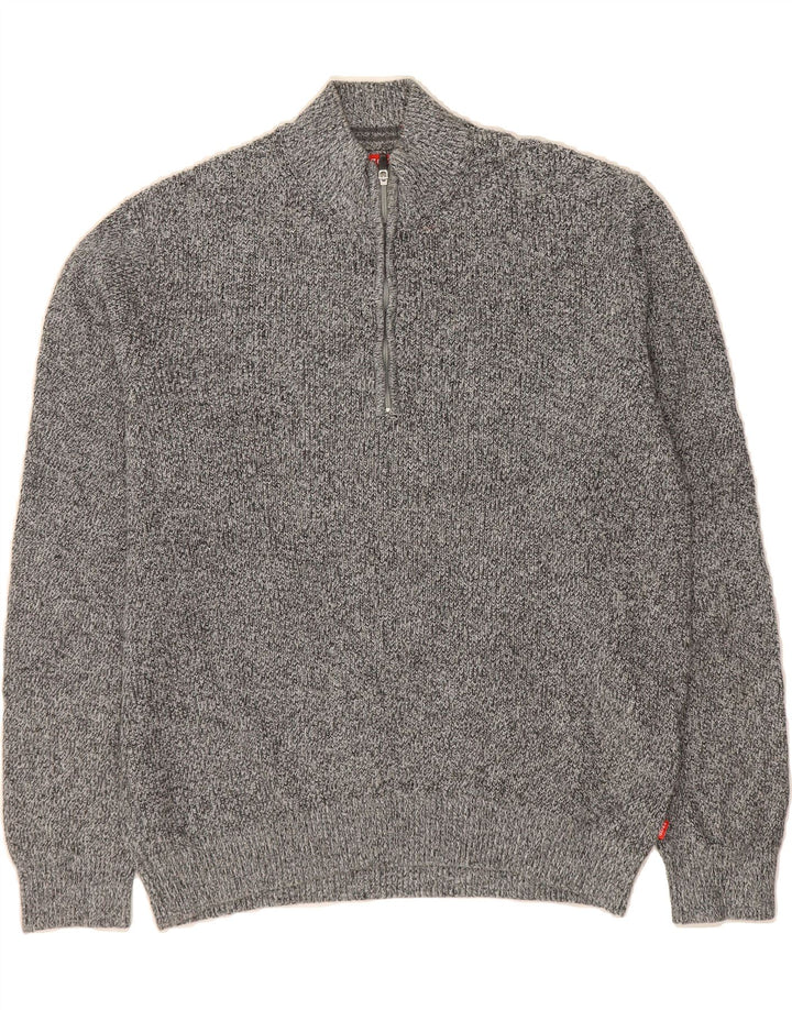 IZOD Mens Zip Neck Jumper Sweater XL Grey Flecked Cotton Vintage Izod and Second-Hand Izod from Messina Hembry 