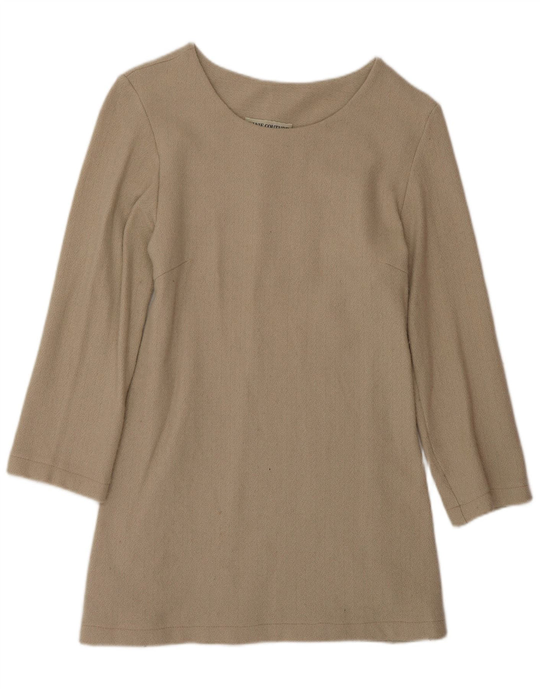 Abito a trapezio vintage da donna a maniche lunghe EU 42 grande beige