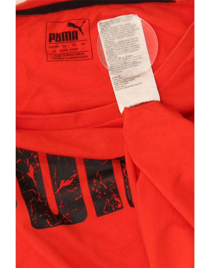 PUMA Mens Graphic T-Shirt Top Large Red Cotton