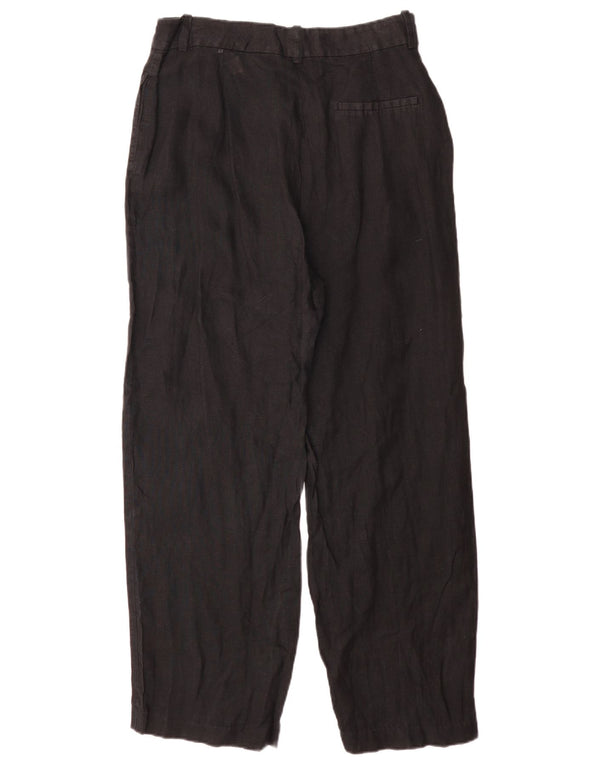 Pantaloni chino a gamba larga a vita alta da donna Zara Large W30 L30 lino nero