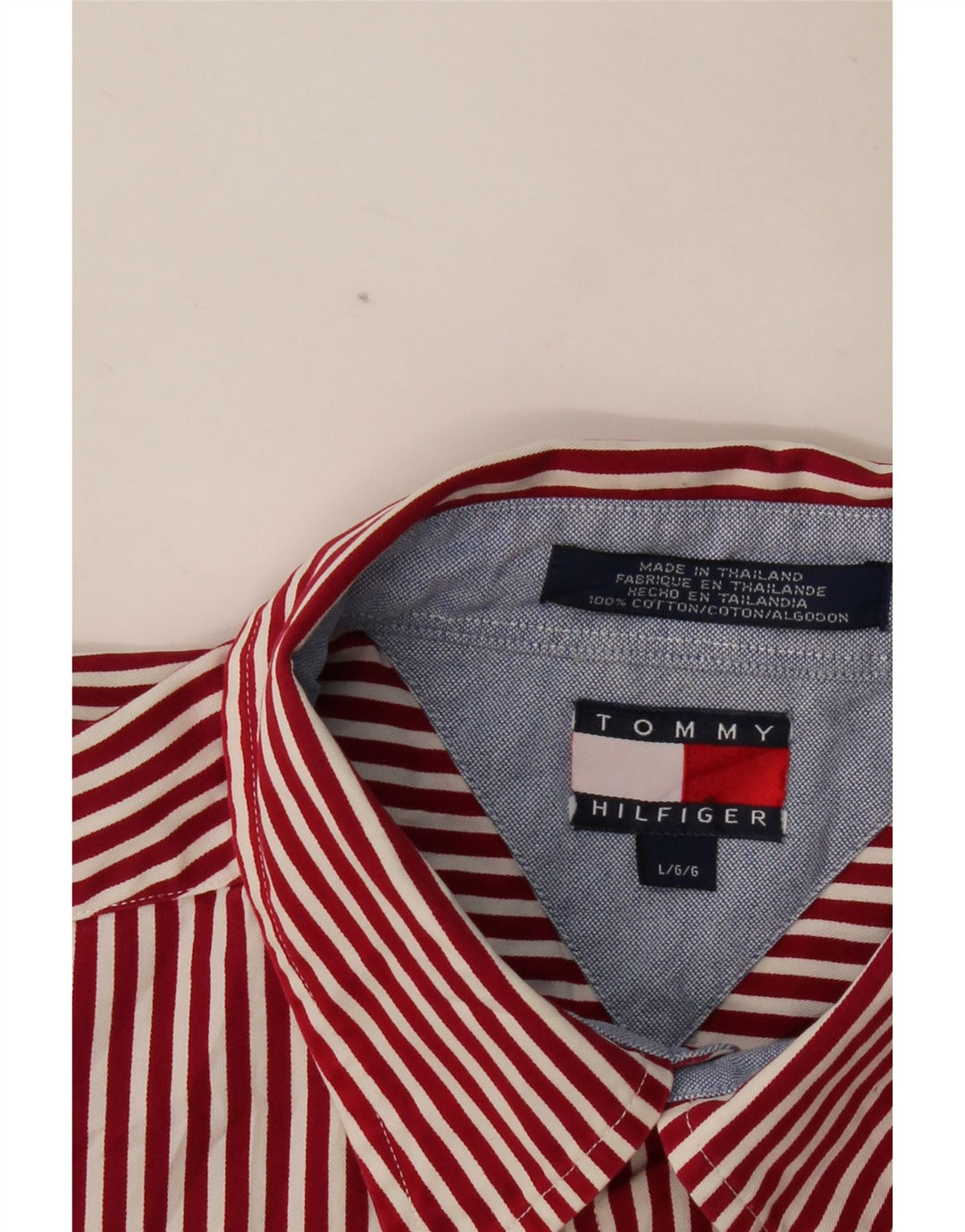 TOMMY HILFIGER Camicia da uomo grande in cotone gessato rosso
