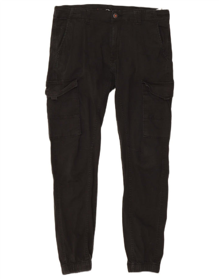 JACK & JONES Pantaloni cargo da jogging da uomo W34 L30 in cotone nero