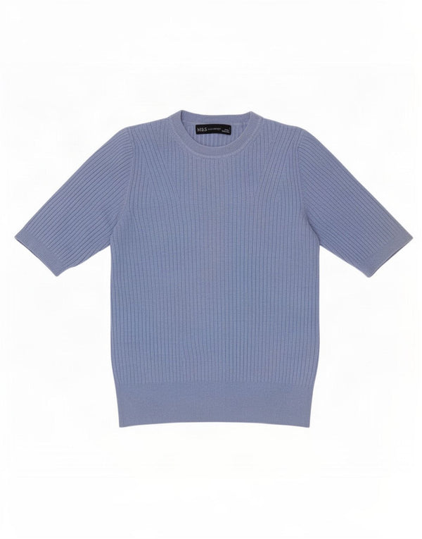 Maglione maglione girocollo da donna Marks & Spencer UK 8 piccolo blu