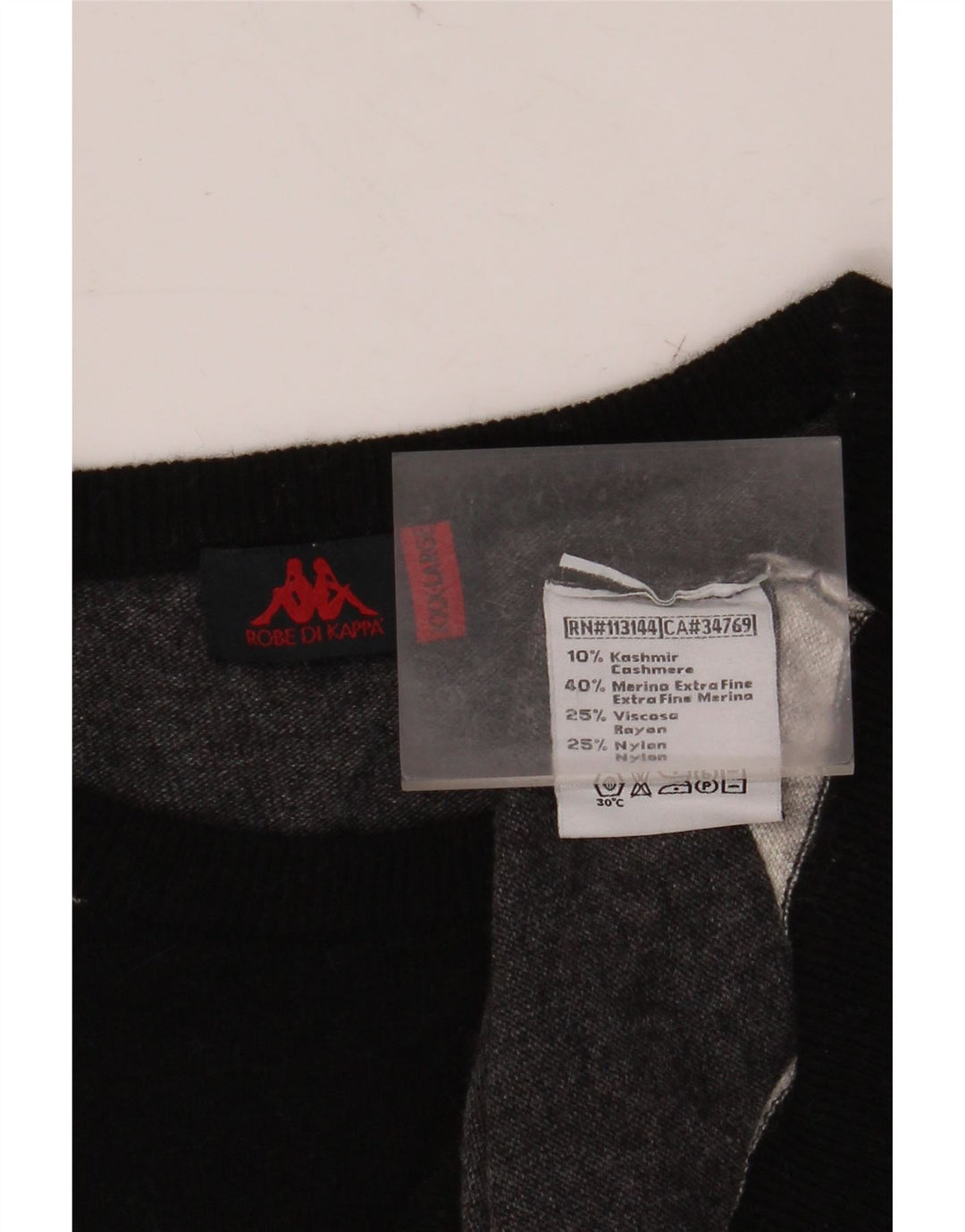 Maglione maglione girocollo da uomo KAPPA 3XL cashmere a righe grigie