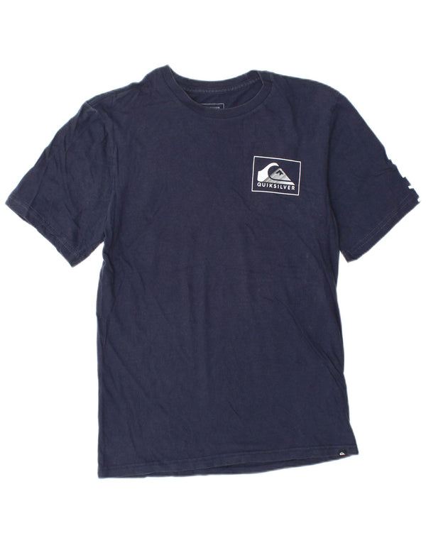 QUIKSILVER T-shirt grafica da uomo con vestibilità regolare, piccola, in cotone blu navy