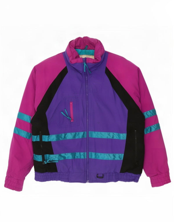 Giacca da sci vintage da uomo UK 40 grande nylon colorblock multicolore