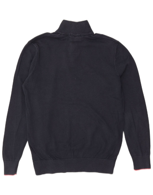 Timberland Maglione da uomo con zip e collo in cotone medio blu navy