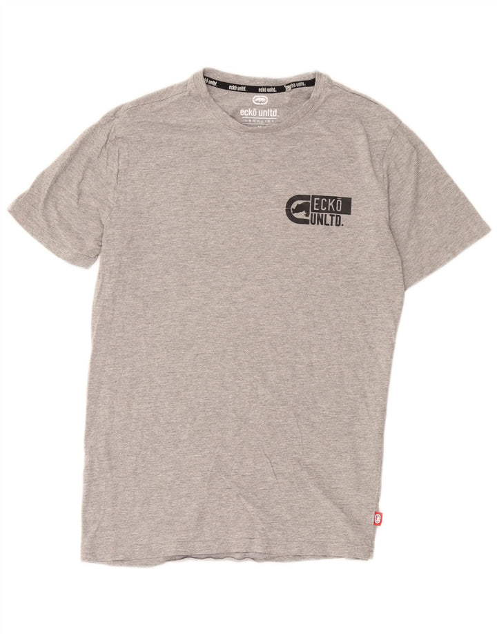 T-shirt grafica da uomo Ecko Unltd Top in cotone grigio medio