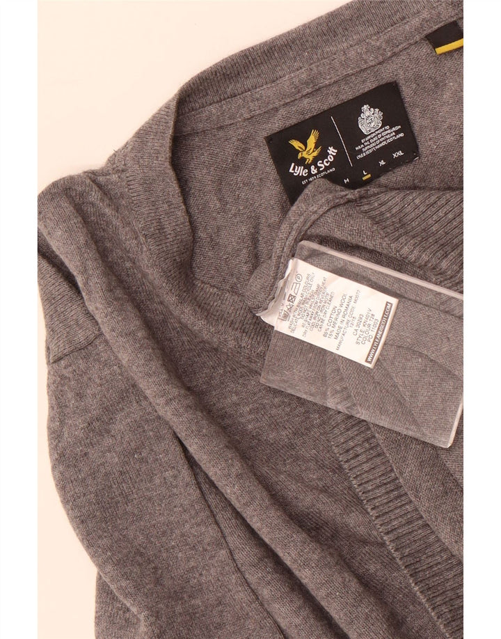 Lyle & Scott Maglione da uomo con scollo a V grande cotone grigio