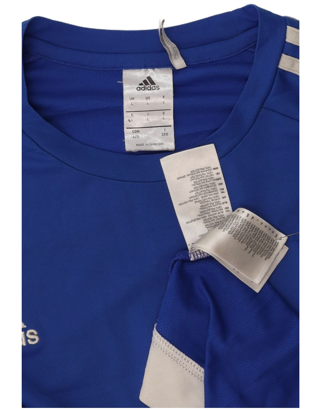 T-shirt ADIDAS da uomo Climalite Top grande in poliestere color block blu