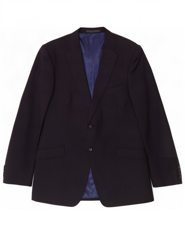 Giacca blazer a 2 bottoni da uomo Marks & Spencer UK 42 Large a righe blu navy