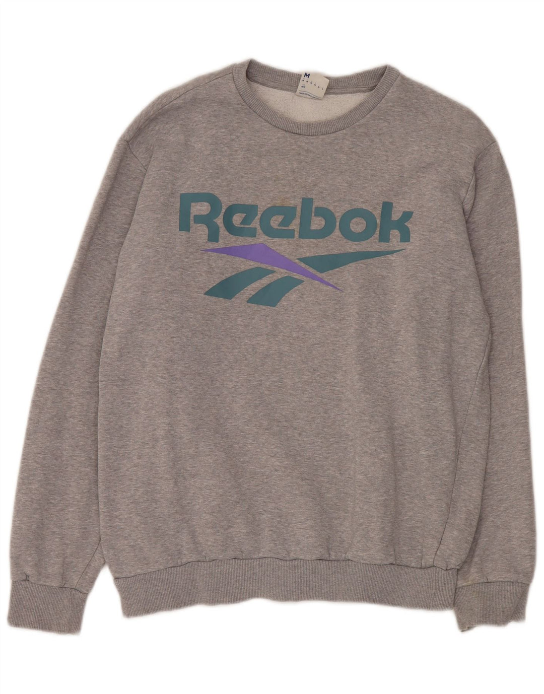 Felpa grafica da uomo Reebok in cotone grigio medio