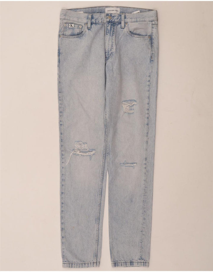 Jeans slim invecchiati da uomo Calvin Klein W30 L33 cotone blu