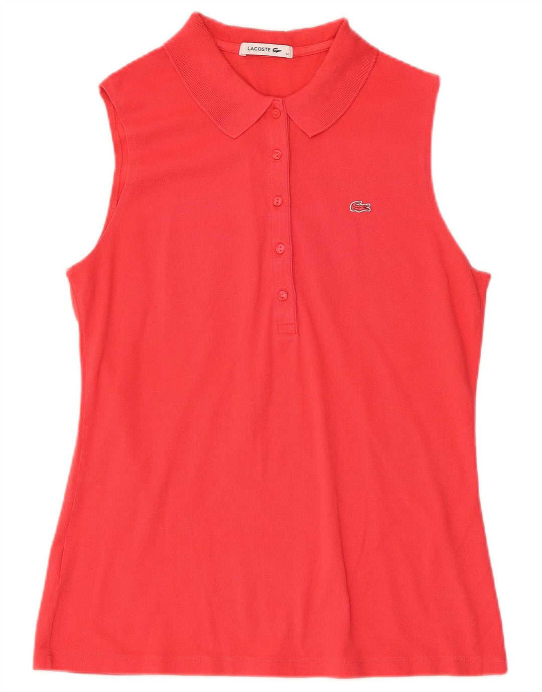 Polo senza maniche da donna LACOSTE taglia 42 grande cotone rosso