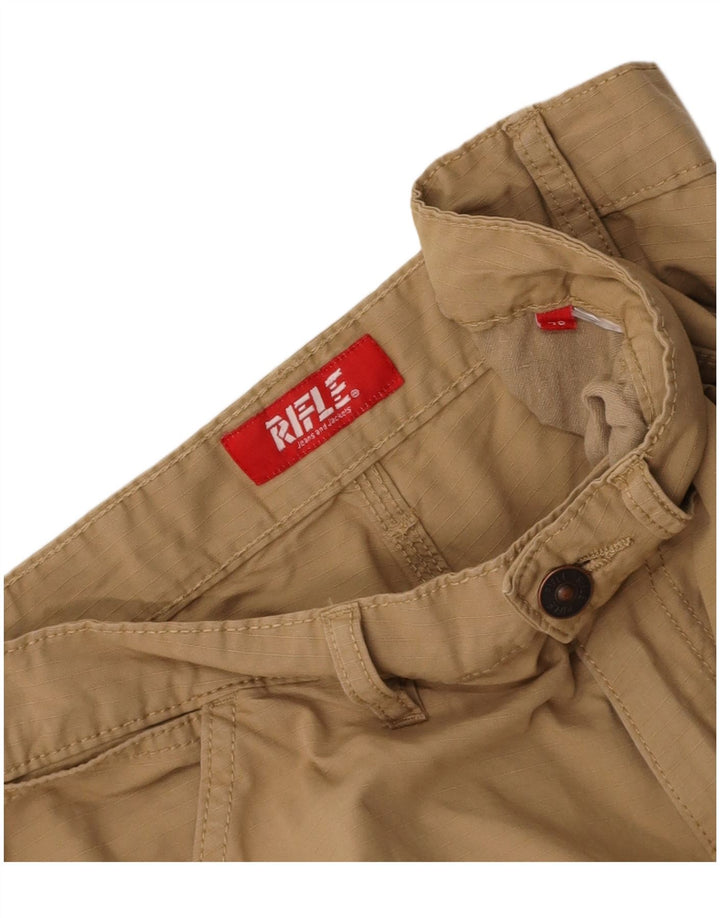 RIFLE Mens Straight Cargo Trousers IT 48 Medium W34 L30 Beige