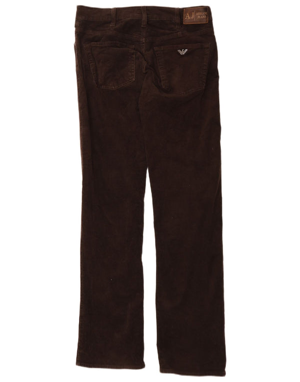 Pantaloni dritti in velluto a coste da uomo Armani W33 L33 in cotone marrone