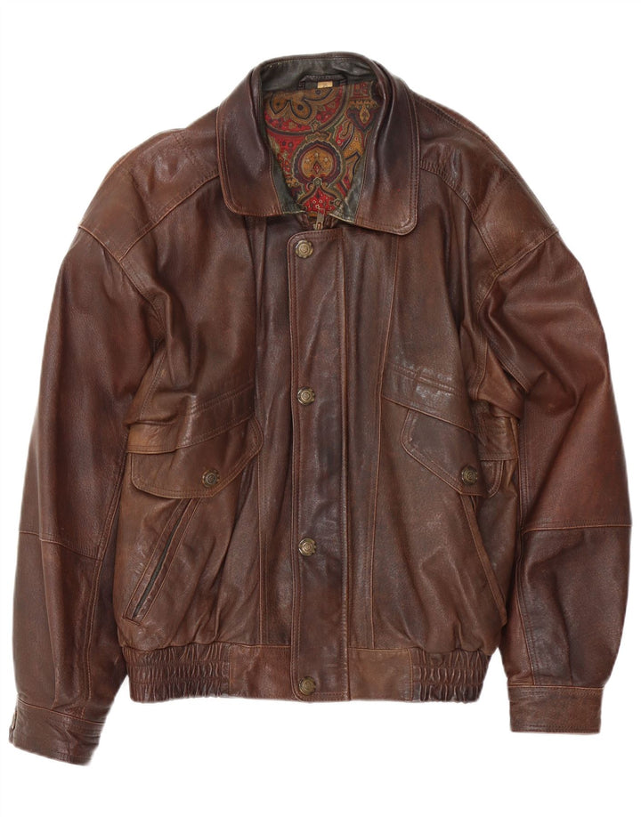 Giacca in pelle bomber da uomo Canda UK 42 XL Marrone
