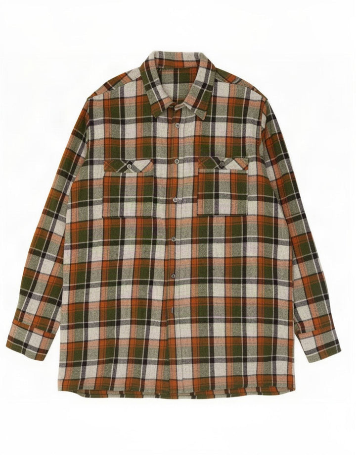 Camicia vintage da uomo in flanella grande scozzese multicolore
