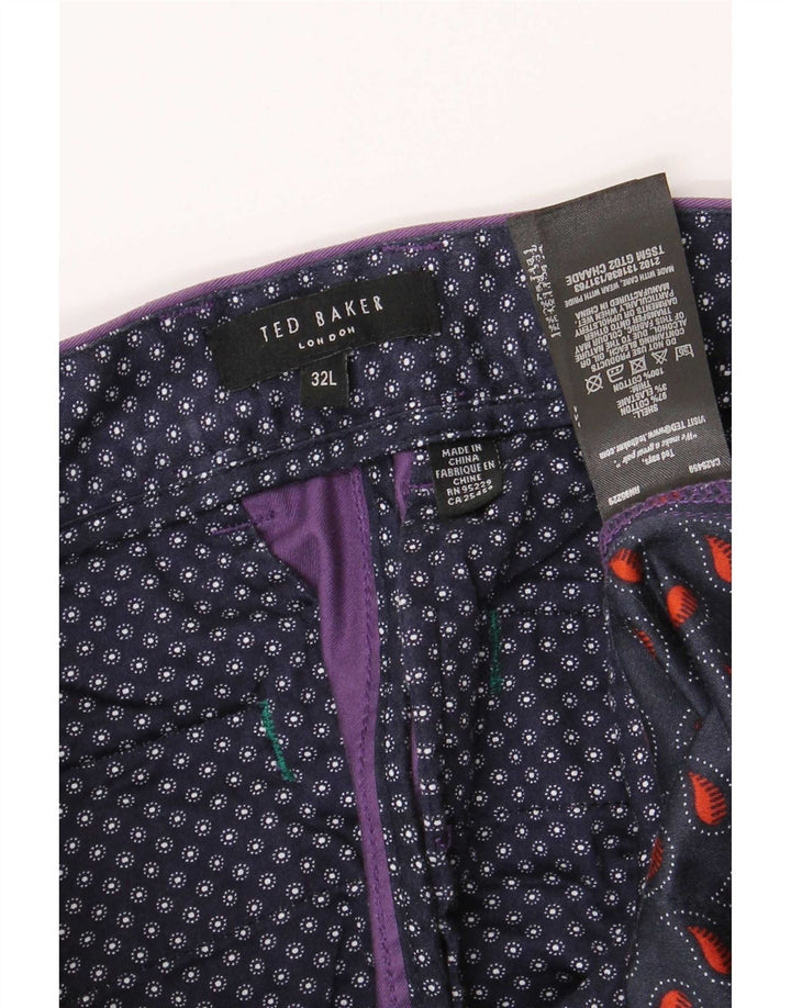 Pantaloni chino slim da uomo Ted Baker W32 L33 cotone viola