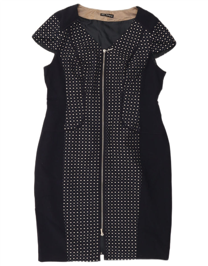 Abito tubino da donna Marks & Spencer UK 16 grande blu navy maculato