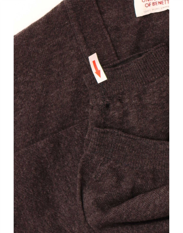 Maglione cardigan da uomo Benetton in lana vergine screziata grigio medio