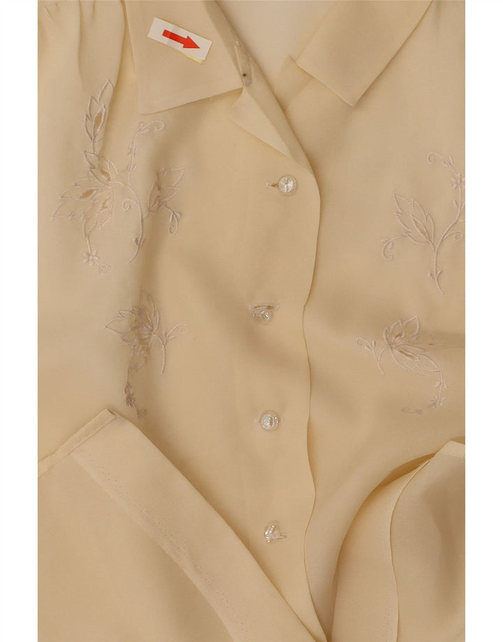 Camicetta a maniche corte da donna VINTAGE UK 14 giallo medio floreale