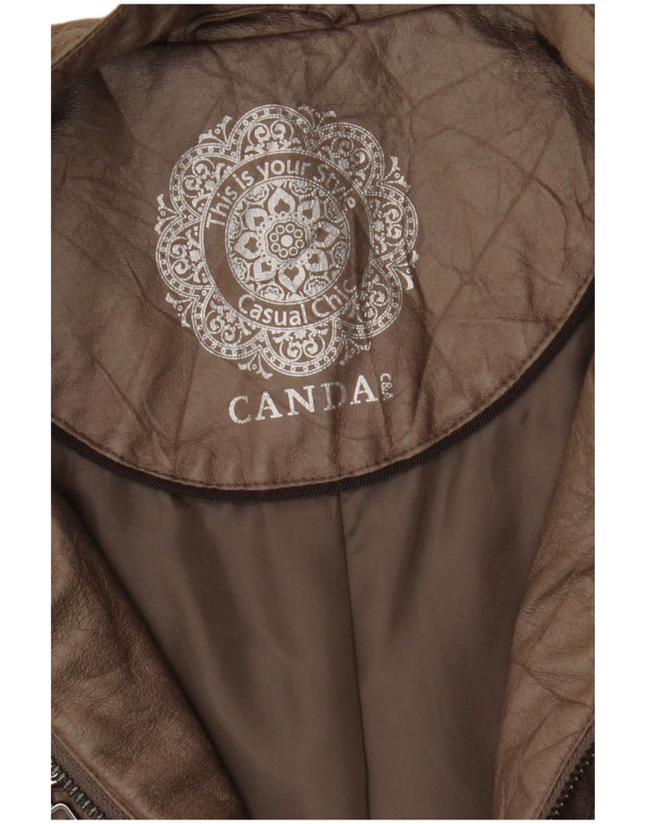 Giacca in pelle corta da donna Canda UK 16 grande marrone