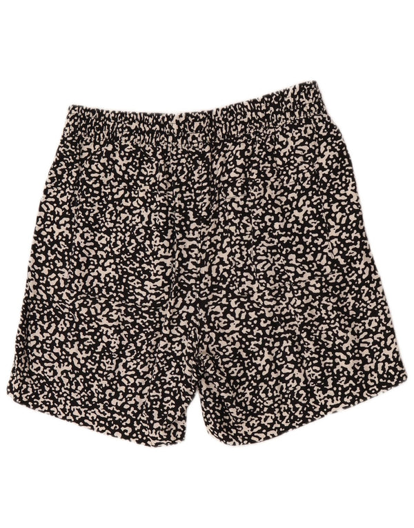 Pantaloncini casual da donna Marks & Spencer UK 12 medi W32 neri con stampa animalier