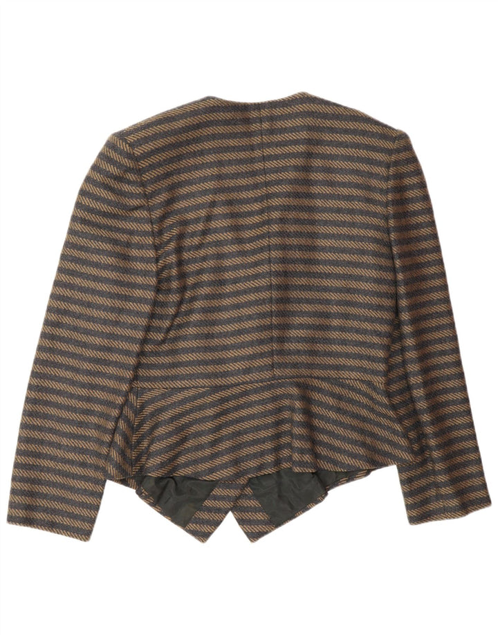 Giacca blazer doppiopetto vintage da donna IT 44 marrone medio a righe