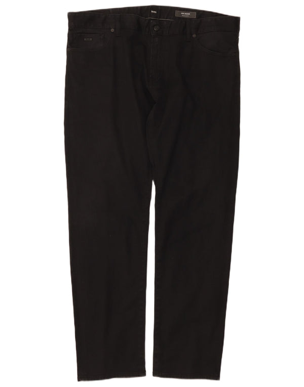 Jeans dritti vestibilità regolare da uomo Hugo Boss Maine W40 L32 cotone nero