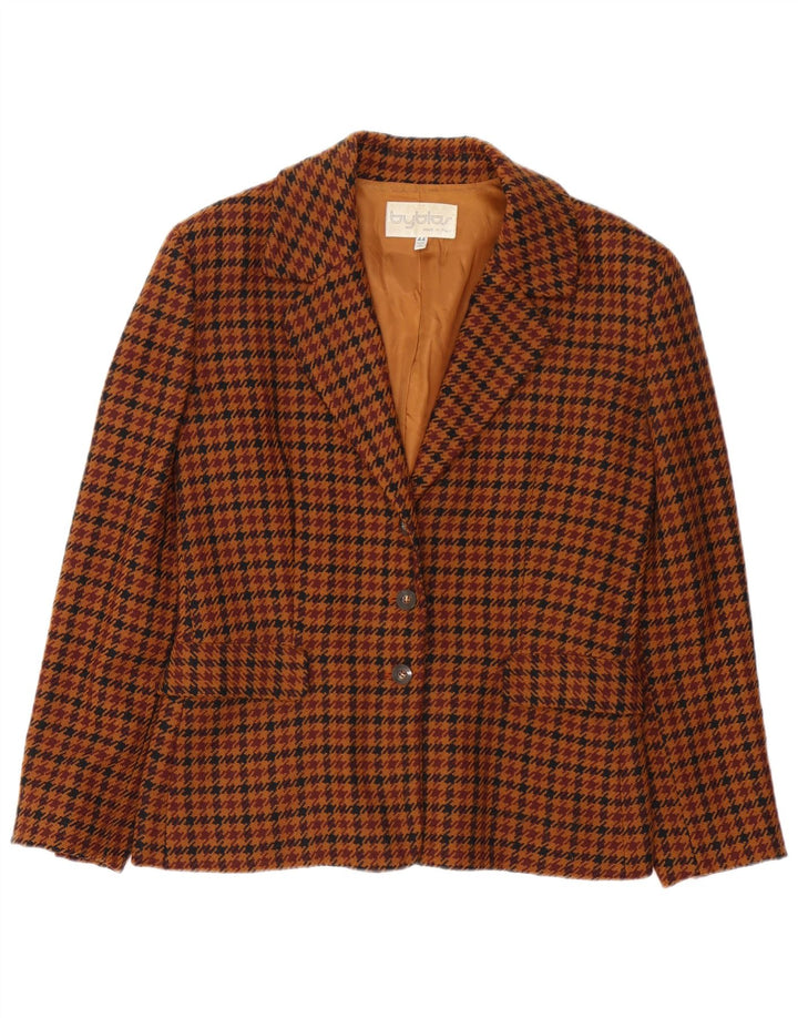 Giacca blazer a 3 bottoni da donna Byblos IT 44 Lana pied de poule marrone medio