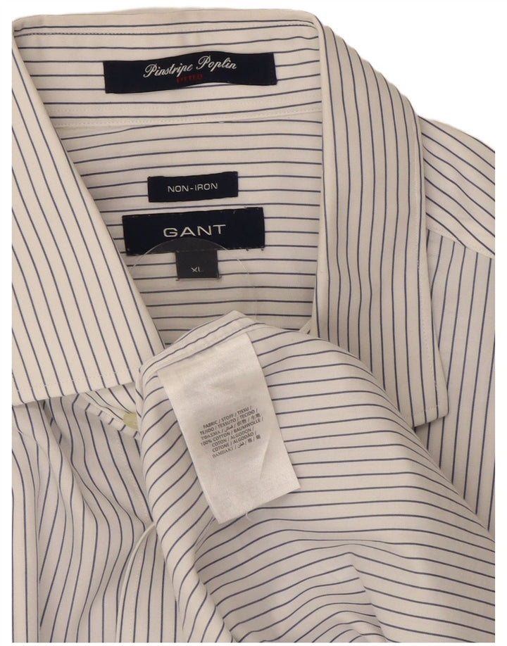 Gant Camicia da uomo NON - IRON XL in cotone a righe bianche