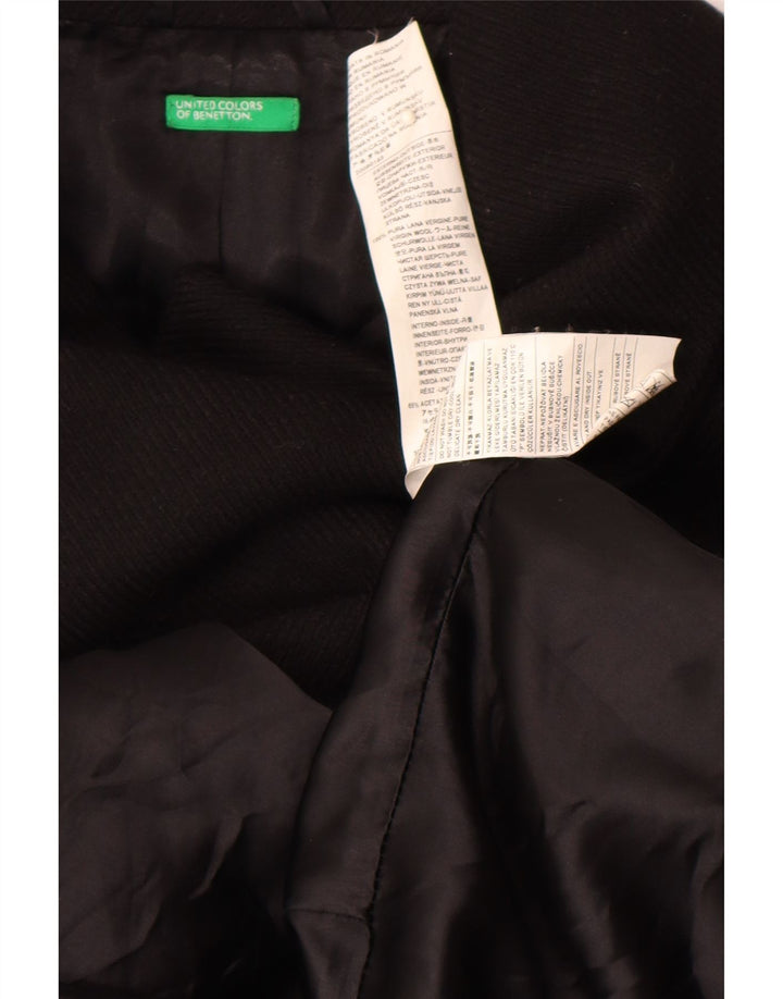 Cappotto Doppiopetto Donna Benetton IT 44 Medio Nero Lana Vergine