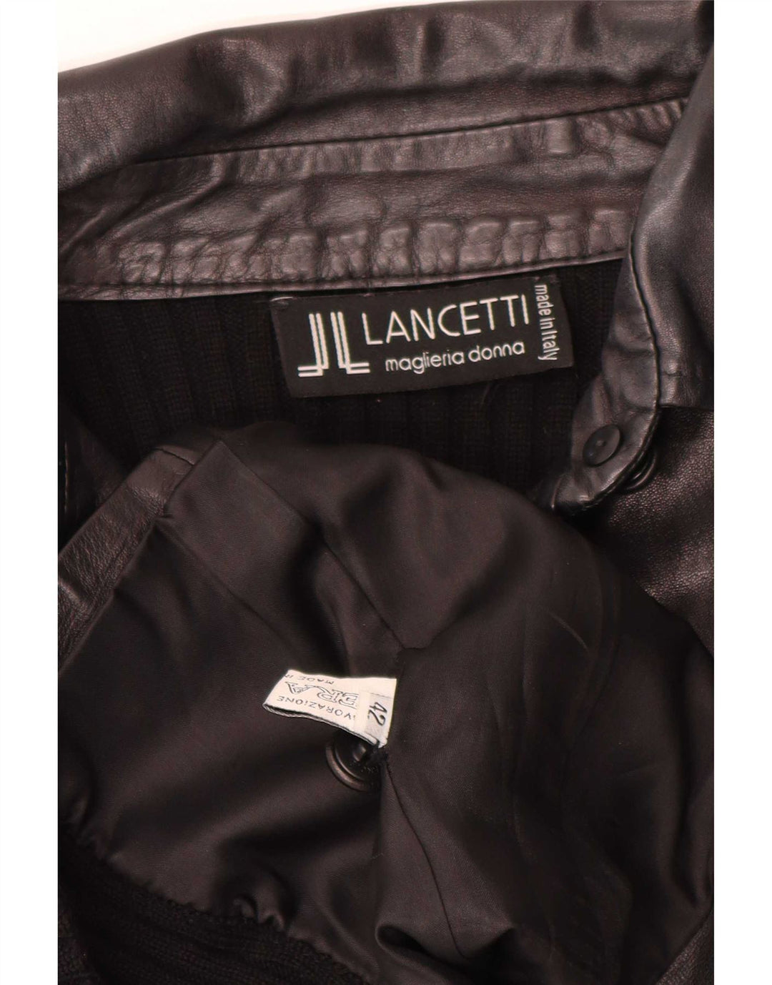 Giacca in Pelle Donna Lancetti IT 42 Media Pelle Nera